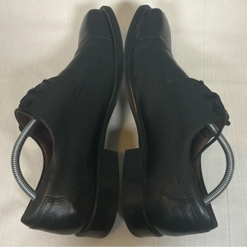 Johnston & Murphy Dobson Cap-Toe Leather Oxford Shoes-Black-Men Size 10.5